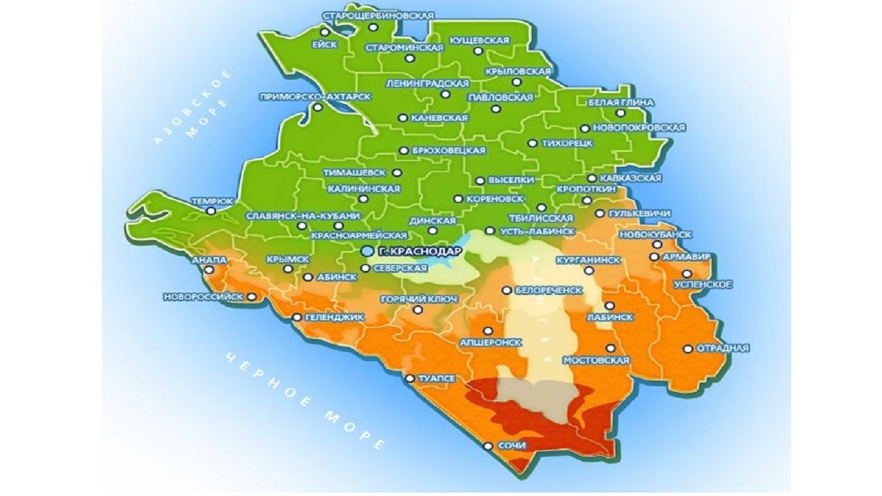 Карта Краснодарского края подробная